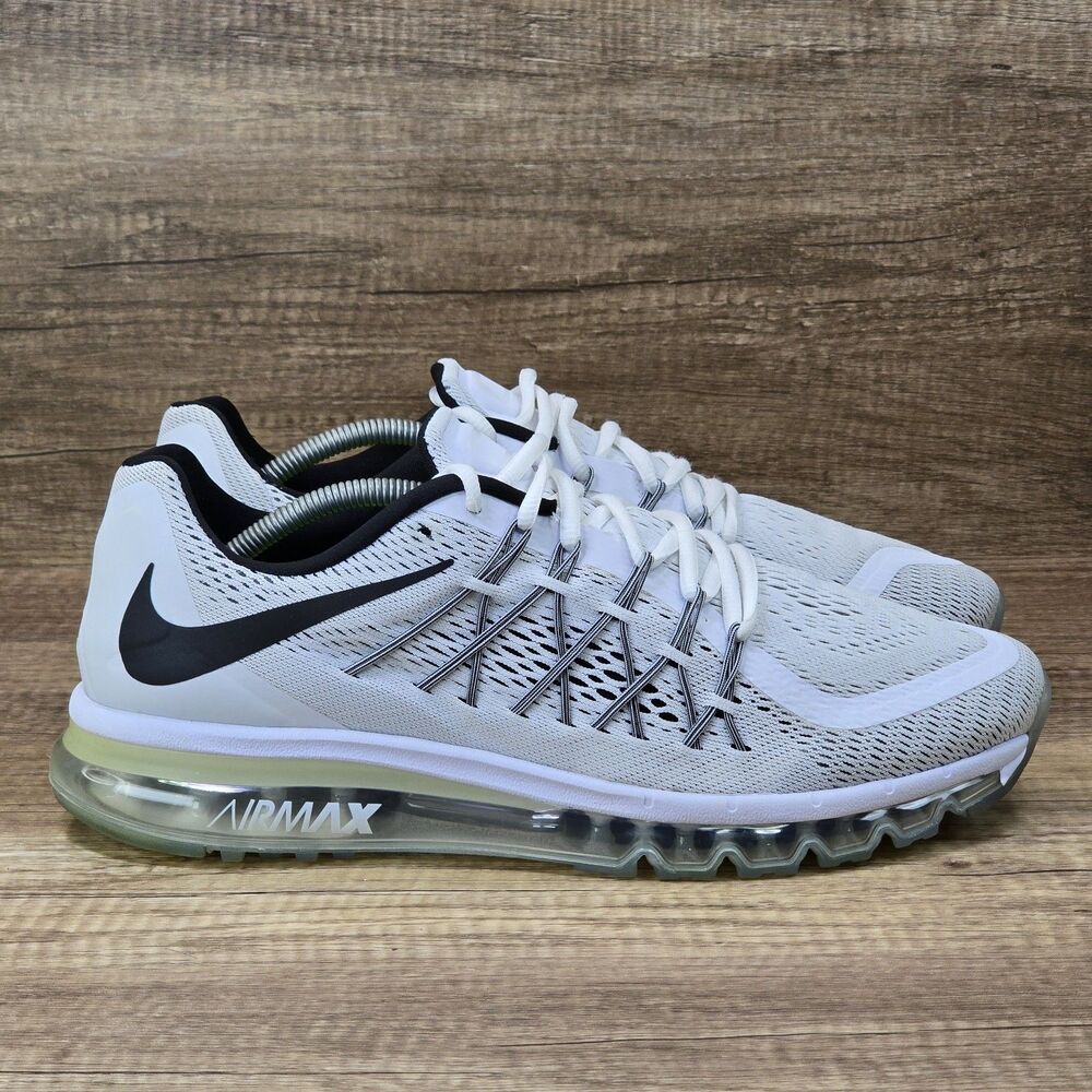 Nike Air Max 2015 Men's Size 12 White Black Running Shoes (698902-101)
